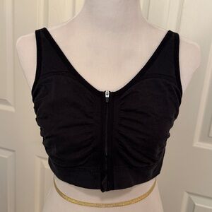 Zipper Front Bra - Black